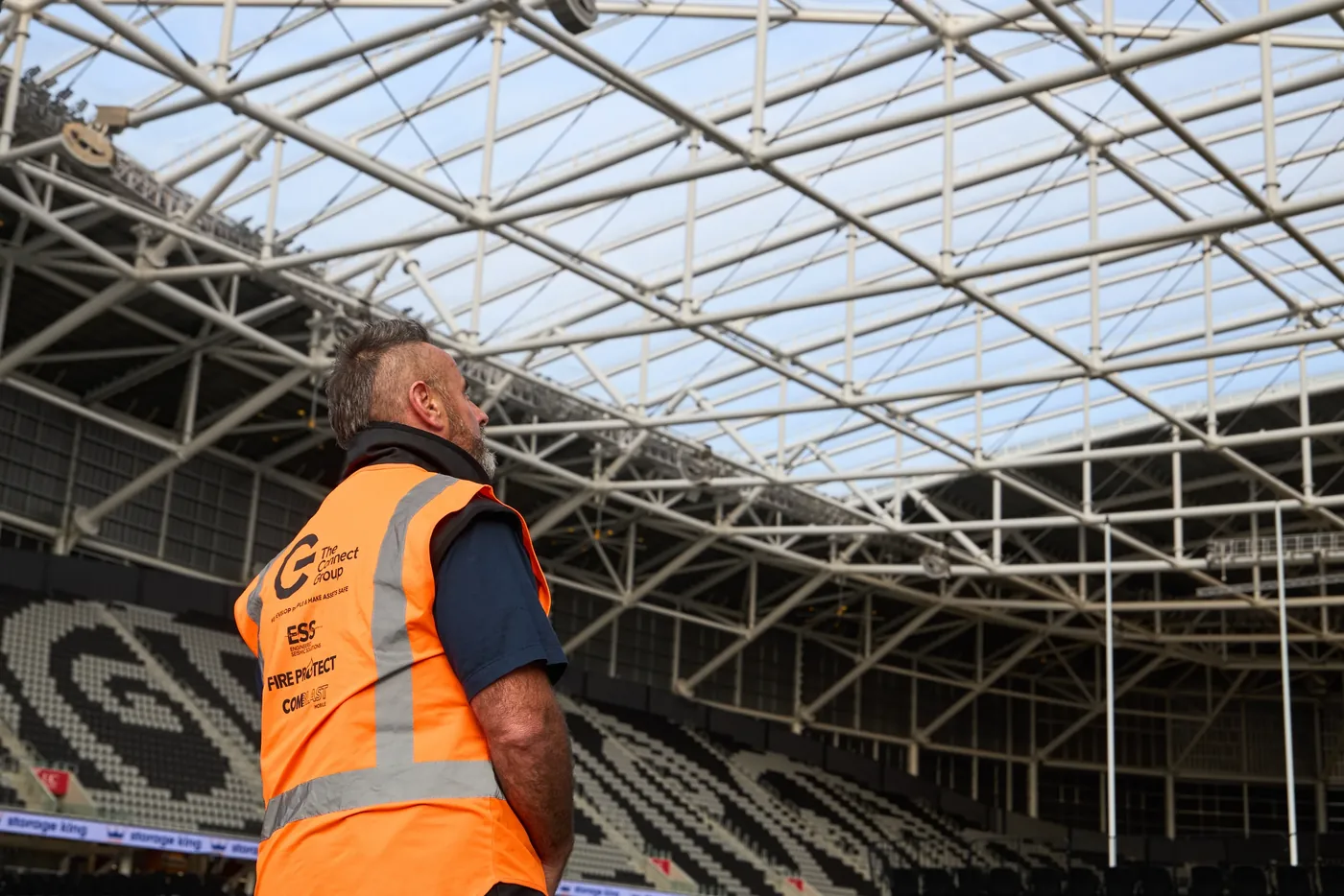 A Connect Group worker inside the stadium bowl